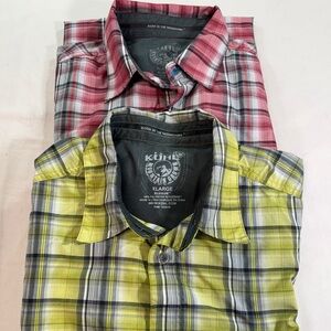 Lot Of 2 Kuhl Eluxur Men's XL Plaid SS Button Up Performance Shirt